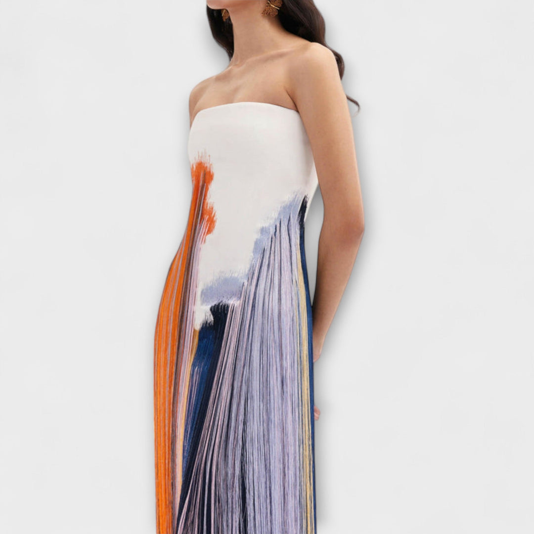 Summer - Schickes Colorblock-Kleid mit trendigen Quasten