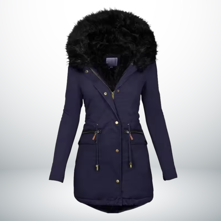 Zynro™ - Entspannte Mittellange Winterjacke mit Kapuze und Weichem Kragen
