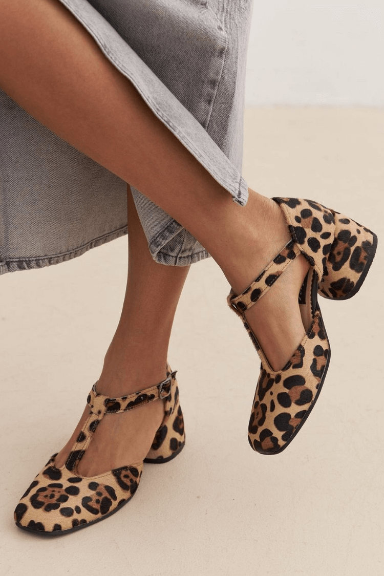 LEOPARD T-STRAP BLOCKHEELS