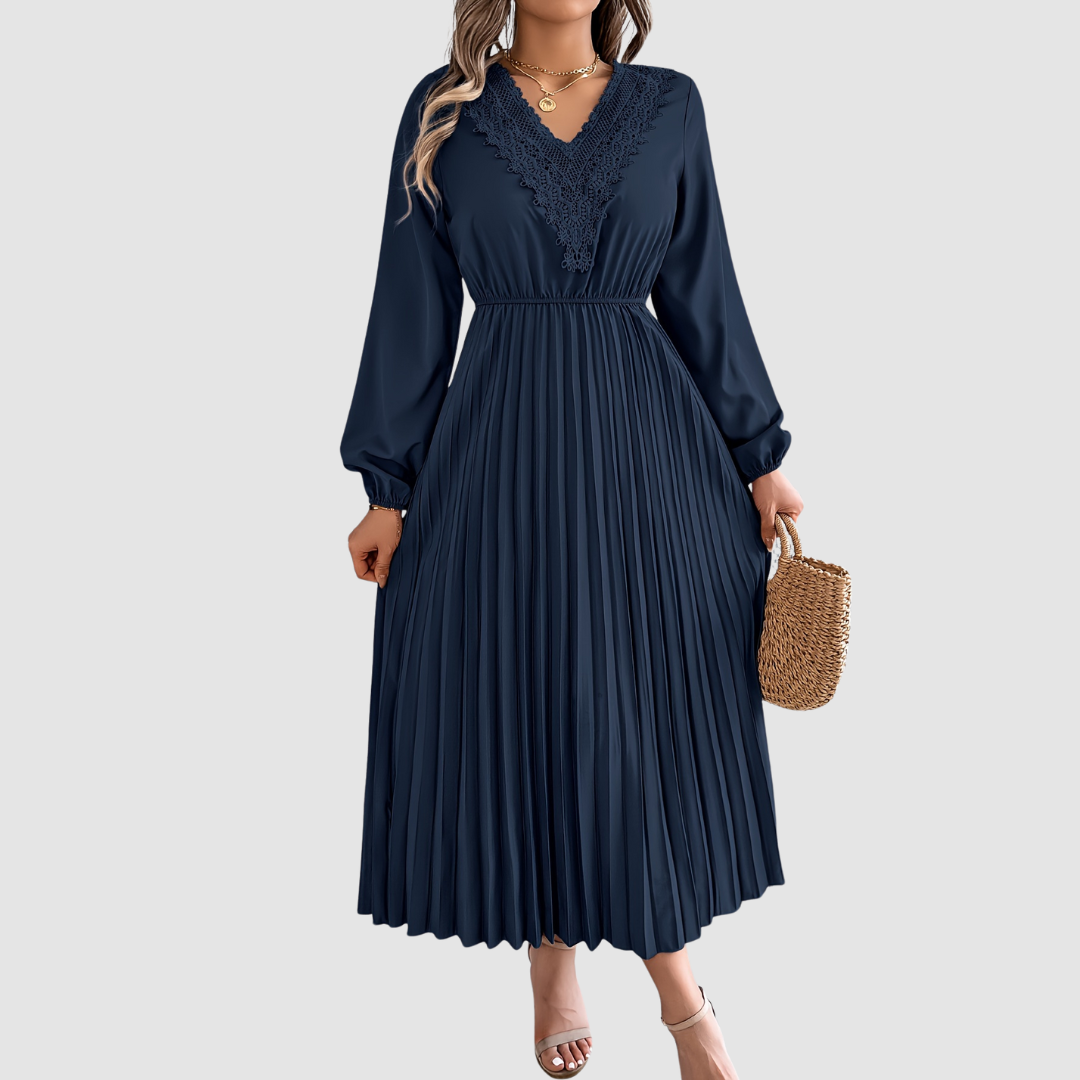 Rosalind Quinn | Spitzen V-Ausschnitt A-Linie Kleid