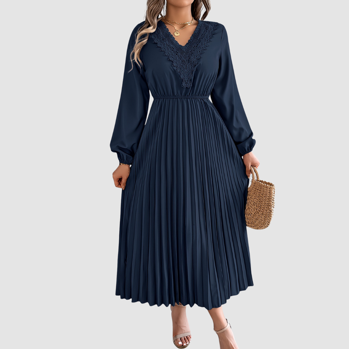 Rosalind Quinn | Spitzen V-Ausschnitt A-Linie Kleid