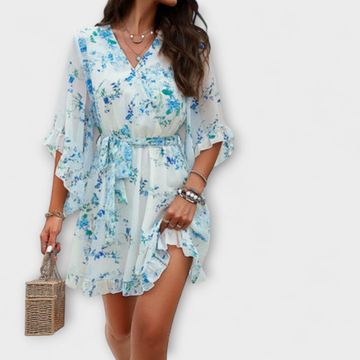 Aurora - Damen Midi Kleid mit Blumenmuster