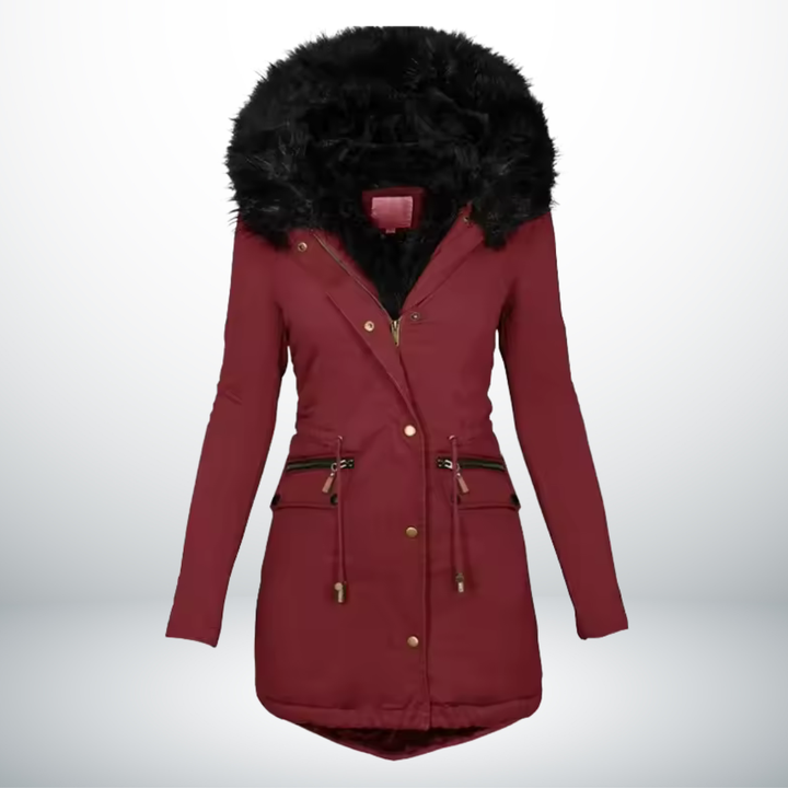 Zynro™ - Entspannte Mittellange Winterjacke mit Kapuze und Weichem Kragen
