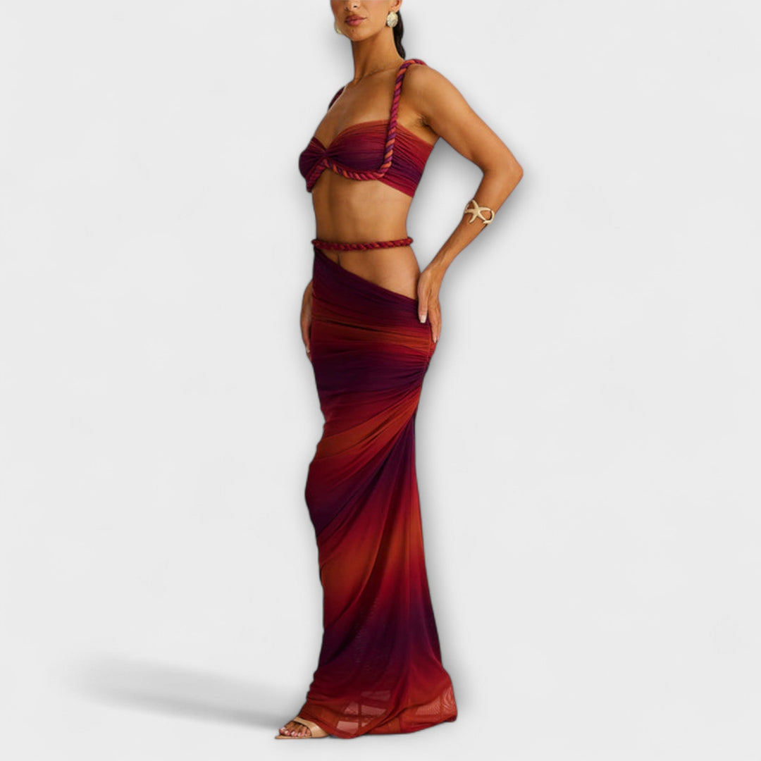 Jane - Schickes Gradient Zopf Crop Top & Overskirt Duo