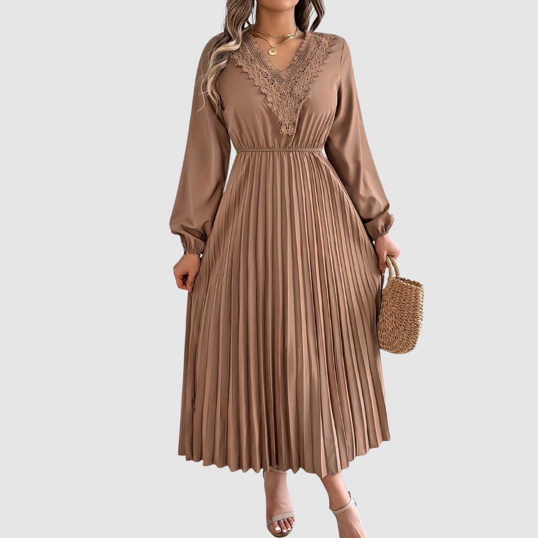 Rosalind Quinn | Spitzen V-Ausschnitt A-Linie Kleid