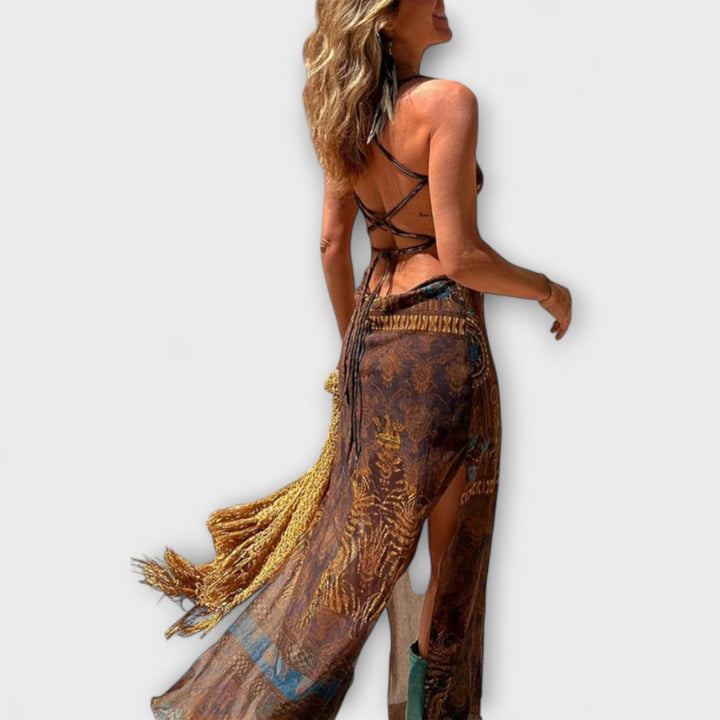 Fee - Einzigartiges Midi-Kleid mit Cowl-Neck