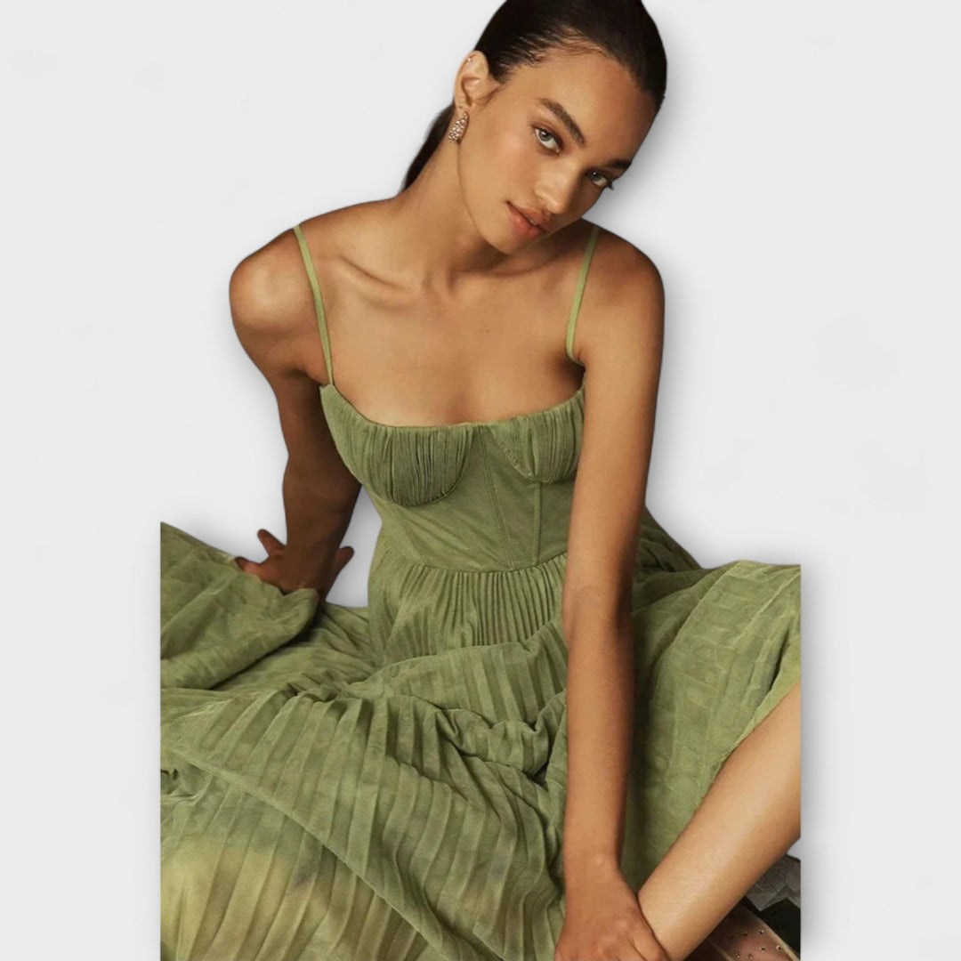 Marilyn - Faltenrock Midi Kleid aus Tüll mit Bustier-Design