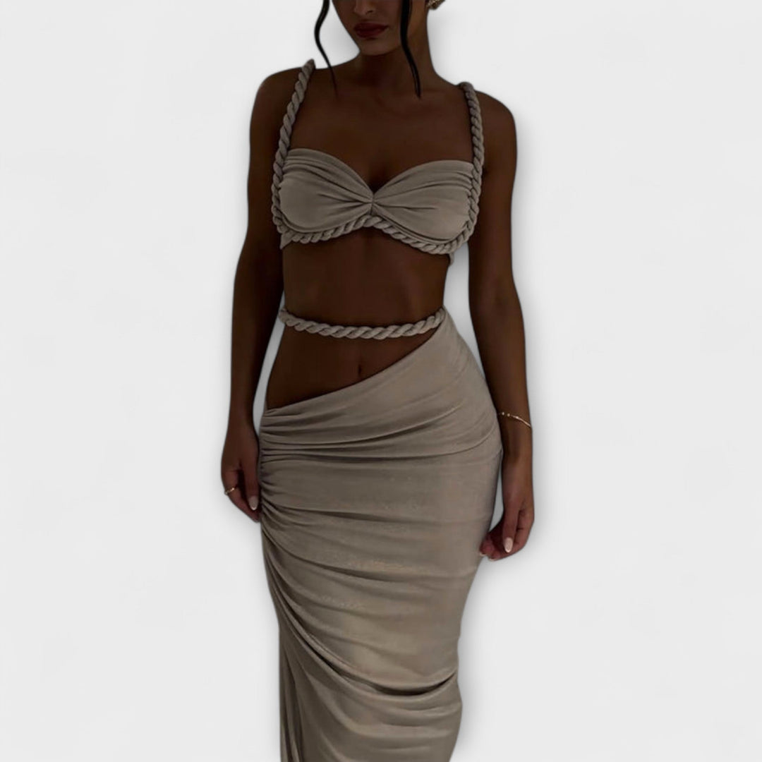 Jane - Schickes Gradient Zopf Crop Top & Overskirt Duo
