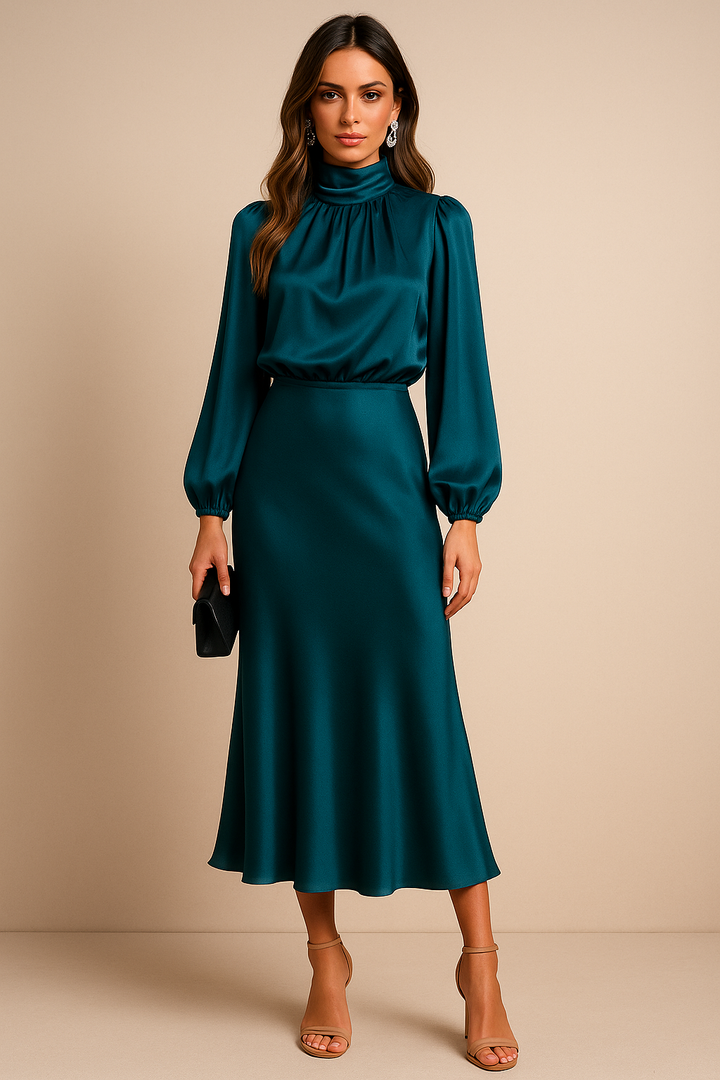 Aveline | Falten Midi Kleid