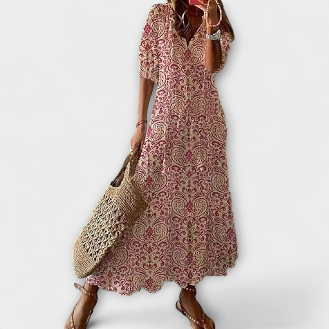 Anna – Damen Bohemian Sommerkleid mit Fließender Silhouette