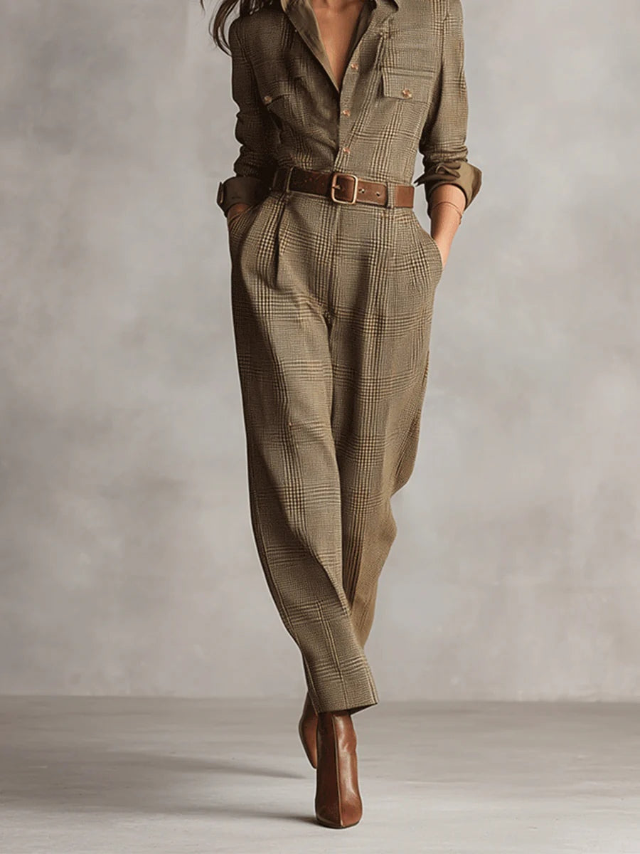 Zoë | Eleganter Tweed-Utility-Jumpsuit