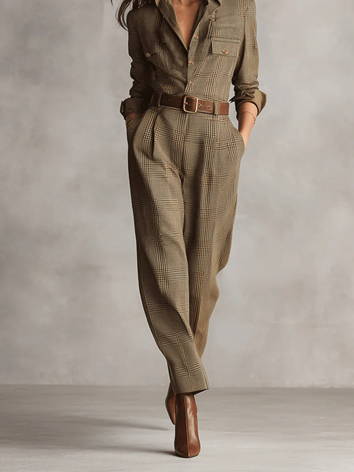 Zoë | Eleganter Tweed-Utility-Jumpsuit