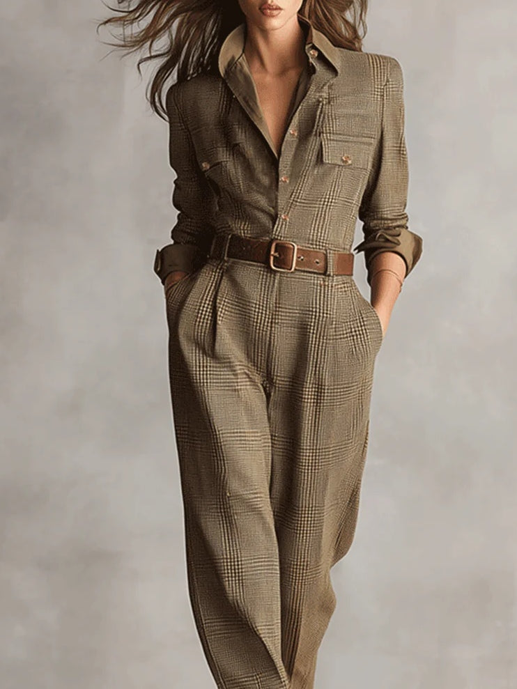 Zoë | Eleganter Tweed-Utility-Jumpsuit